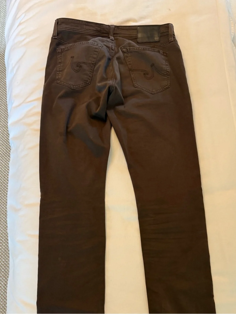 AG Everett Slim Straight Brown Sateen Pants 31x34 Like New